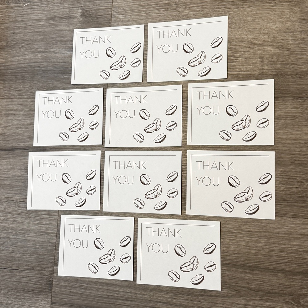 10 Thank You Cards With Coffee Beans - Picture 2 of 5